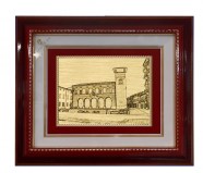 Cornice in legno Cm 41x35 Rosso/Oro - Velluto T88169va